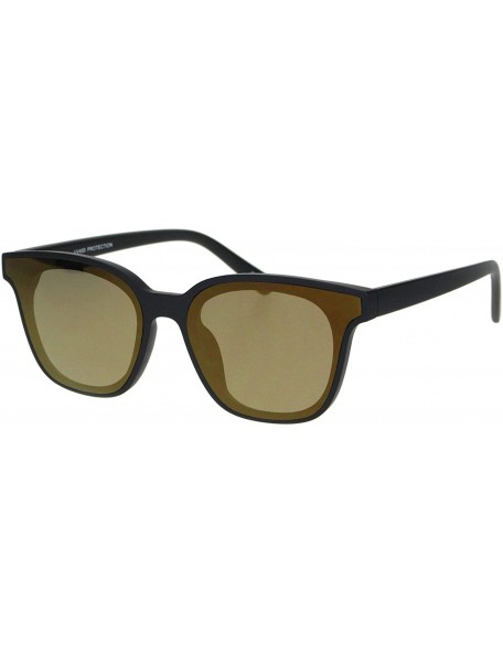 Square Womens Square Horn Rim Sunglasses Chic Designer Style Fashion Shades UV400 - Matte Black (Gold Mirror) - CM18SAI7OLX $...