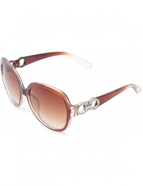 Sport Vintage style Round Sunglasses for Women PC Resin UV 400 Protection Sunglasses - Transparent Brown - CD18SZUGR88 $17.81