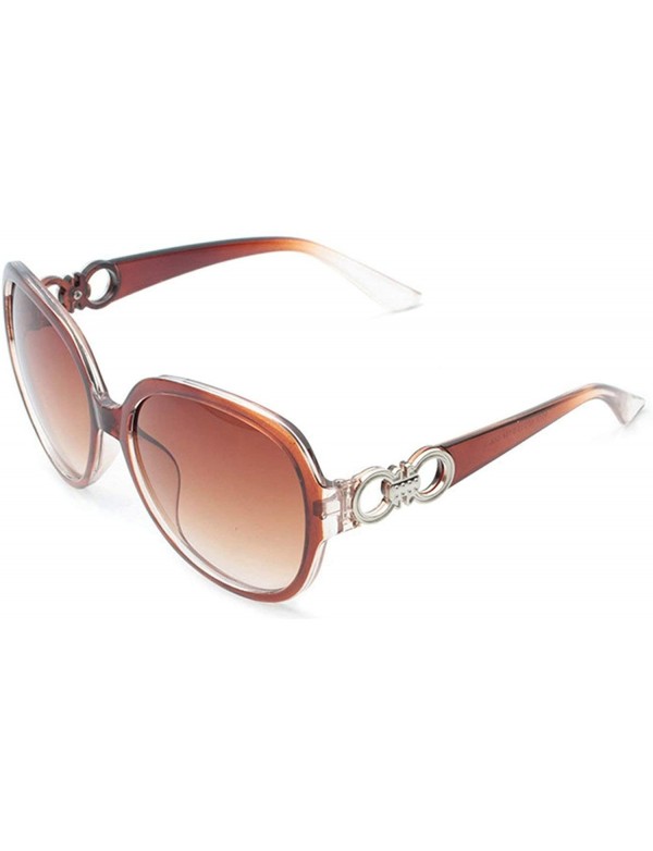 Sport Vintage style Round Sunglasses for Women PC Resin UV 400 Protection Sunglasses - Transparent Brown - CD18SZUGR88 $17.81