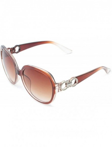Sport Vintage style Round Sunglasses for Women PC Resin UV 400 Protection Sunglasses - Transparent Brown - CD18SZUGR88 $17.81