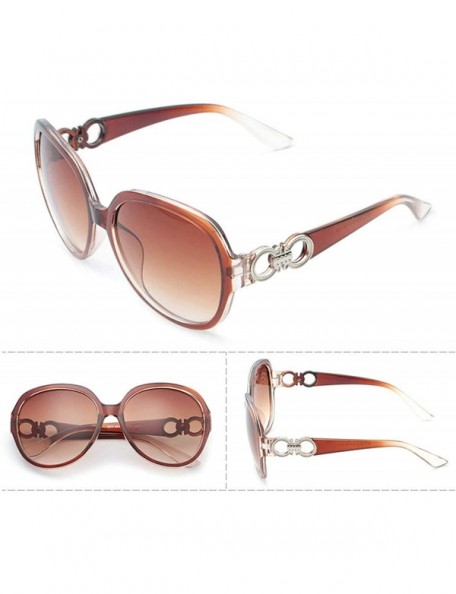 Sport Vintage style Round Sunglasses for Women PC Resin UV 400 Protection Sunglasses - Transparent Brown - CD18SZUGR88 $17.81