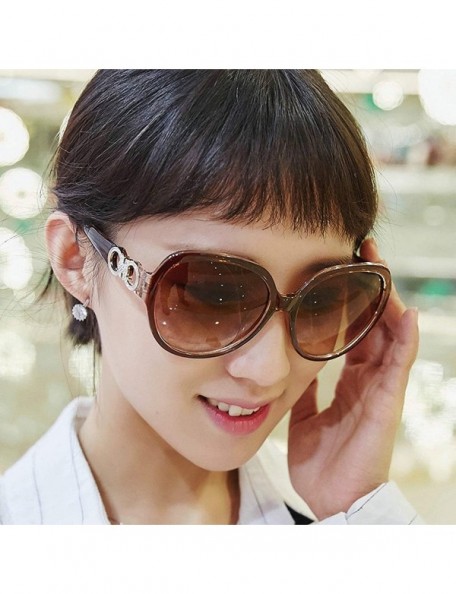 Sport Vintage style Round Sunglasses for Women PC Resin UV 400 Protection Sunglasses - Transparent Brown - CD18SZUGR88 $17.81