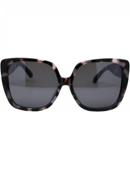 Oversized Womens Oversized Sunglasses Chic Square Trendy Fashion Shades UV 400 - Grey Tortoise (Black) - CC19768RTDX $12.45