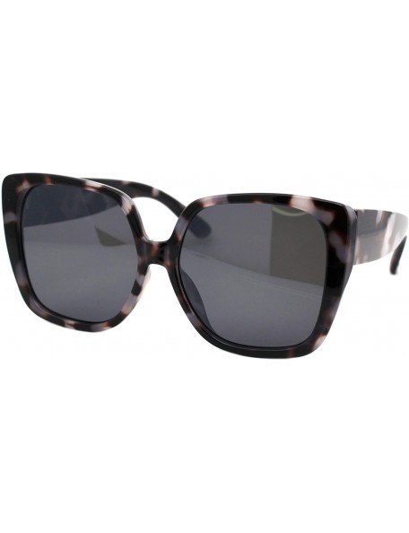 Oversized Womens Oversized Sunglasses Chic Square Trendy Fashion Shades UV 400 - Grey Tortoise (Black) - CC19768RTDX $12.45