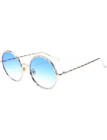 Round Round Oversized Sunglasses for Women Diamond Classic UV400 Shades - Blue - CC18NSKGEZ9 $8.96