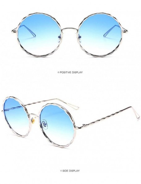 Round Round Oversized Sunglasses for Women Diamond Classic UV400 Shades - Blue - CC18NSKGEZ9 $8.96