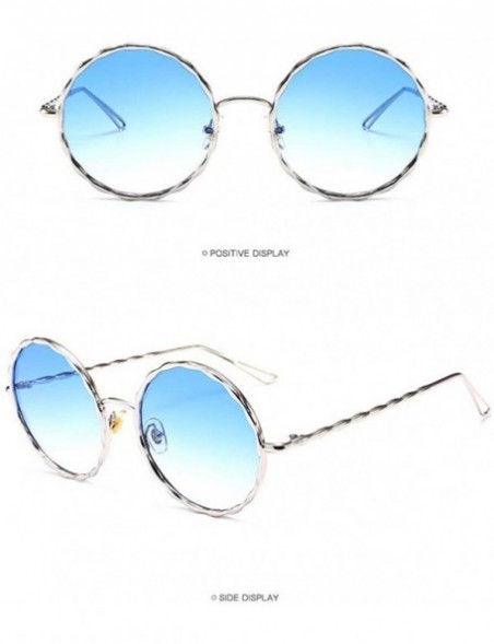 Round Round Oversized Sunglasses for Women Diamond Classic UV400 Shades - Blue - CC18NSKGEZ9 $8.96