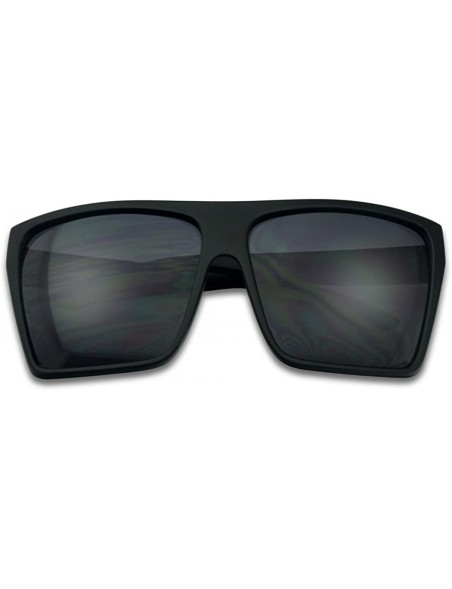 Square Extra Large Big Black XL Squared Flat-Top Trapezoid Shape Oversized Sunglasses - Matte Black - C512IOF8FSD $15.37