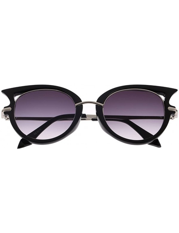 Cat Eye Retro Metal Frame Cat Eye Sunglasses for Women oculos de grau Femininos - Us02-a02 Black - CQ12ISFCLY3 $22.12