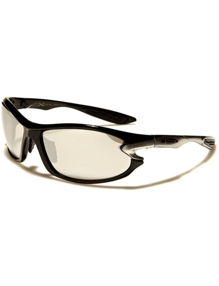 Sport Athletic Golf Baseball Mirrored Lens Rectangle Wrap Sport Sunglasses - Black & Silver / Chrome - CW18ECESX8D $11.13