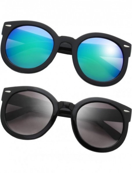 Round Women's Designer Inspired Oversized Round Circle Sunglasses Retro Fashion Style - 23-black - CV18OTE8MTO $16.91