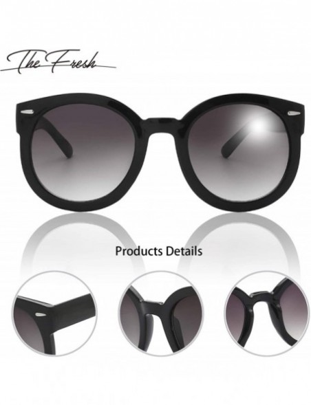 Round Women's Designer Inspired Oversized Round Circle Sunglasses Retro Fashion Style - 23-black - CV18OTE8MTO $16.91