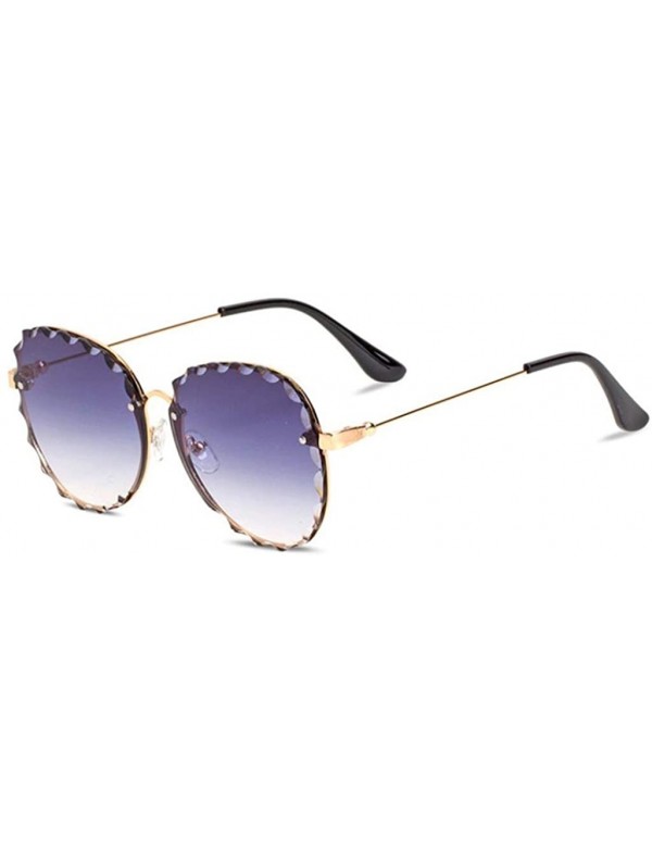 Round Sunglasses for Women Oversized UV Protection Travel Driving Sunglasses Round Lace Frame Personality - CZ18WU4OTUY $15.57