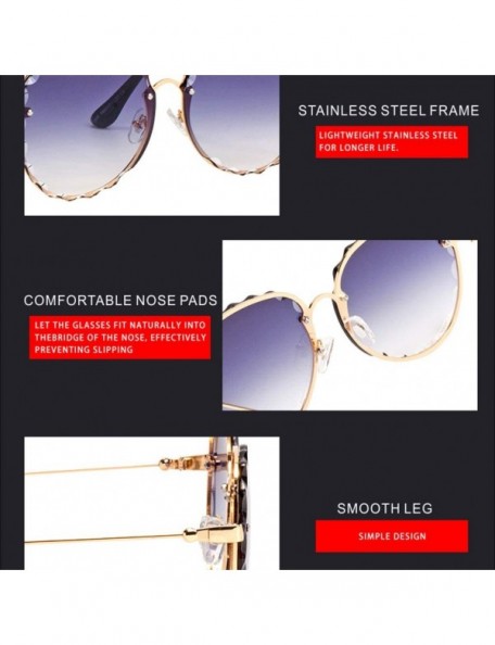 Round Sunglasses for Women Oversized UV Protection Travel Driving Sunglasses Round Lace Frame Personality - CZ18WU4OTUY $15.57