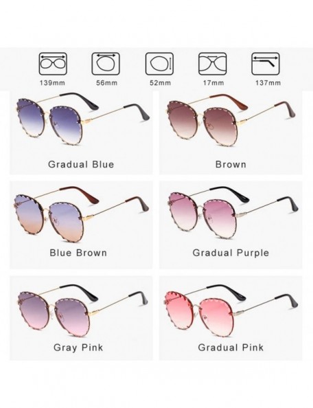 Round Sunglasses for Women Oversized UV Protection Travel Driving Sunglasses Round Lace Frame Personality - CZ18WU4OTUY $15.57