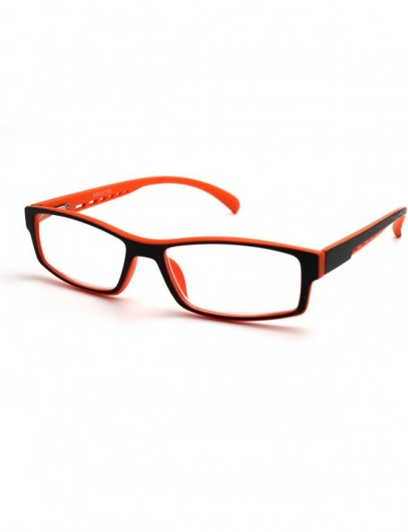 Rectangular Soft Matte Black w/ 2 Tone Reading Glasses Spring Hinge 0.74 Oz - Matte Black Orange - C312C215KMT $19.51