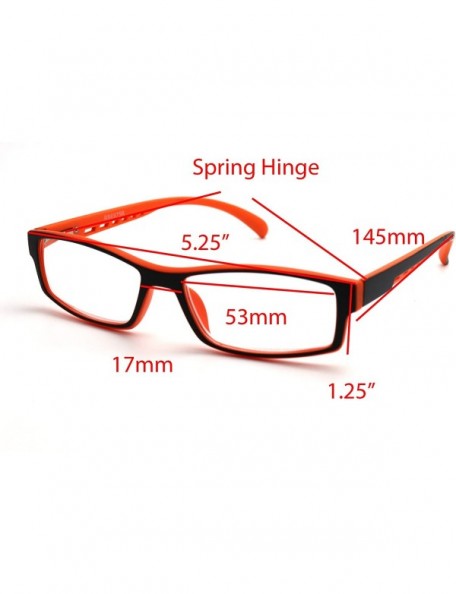 Rectangular Soft Matte Black w/ 2 Tone Reading Glasses Spring Hinge 0.74 Oz - Matte Black Orange - C312C215KMT $19.51