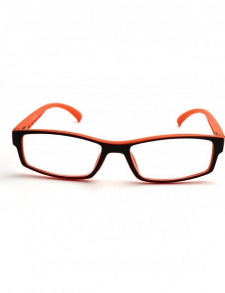Rectangular Soft Matte Black w/ 2 Tone Reading Glasses Spring Hinge 0.74 Oz - Matte Black Orange - C312C215KMT $19.51