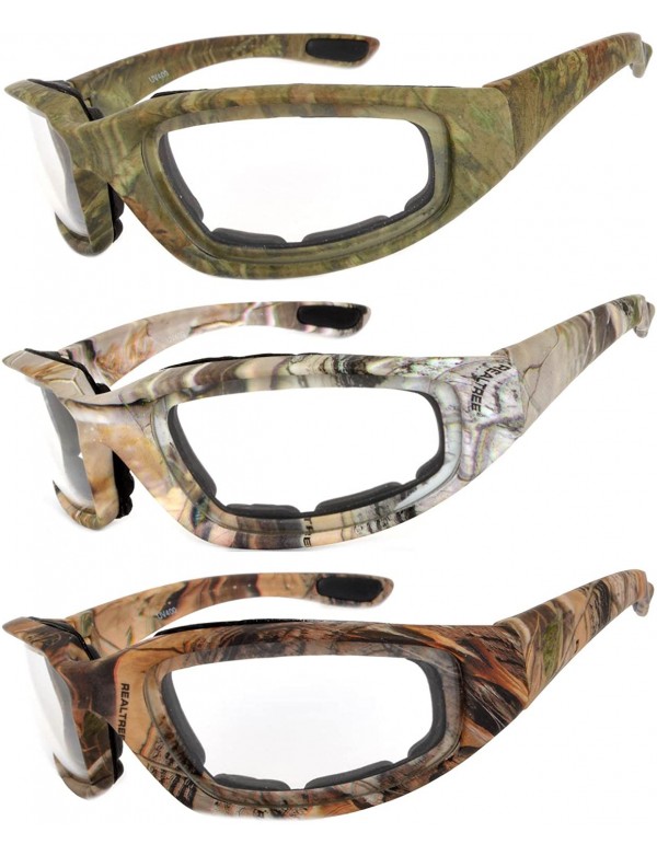 Goggle Set of 2- 3 Pairs Motorcycle CAMO Padded Foam Sport Glasses Colored Lens - Clear_camo1_camo2_camo3 - CC183YH3EM4 $15.62