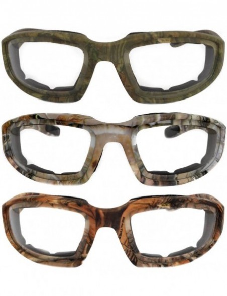 Goggle Set of 2- 3 Pairs Motorcycle CAMO Padded Foam Sport Glasses Colored Lens - Clear_camo1_camo2_camo3 - CC183YH3EM4 $15.62