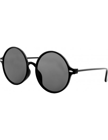 Oversized Sunglasses for Women Classic Mirror Lens Oversized Inspired Round - Black Frame/ Black Lens - CN18HR9I4KX $7.87