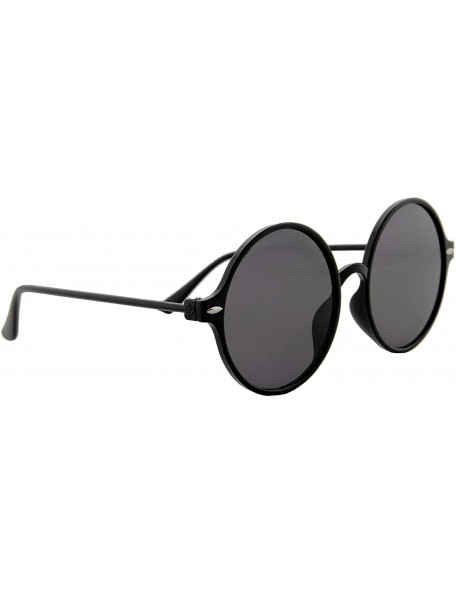 Oversized Sunglasses for Women Classic Mirror Lens Oversized Inspired Round - Black Frame/ Black Lens - CN18HR9I4KX $7.87