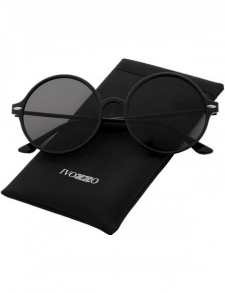 Oversized Sunglasses for Women Classic Mirror Lens Oversized Inspired Round - Black Frame/ Black Lens - CN18HR9I4KX $7.87