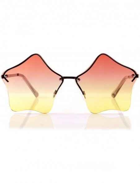 Rimless Star Shape Semi-Rimless Color Tinted Flat Lens Sunglasses A171 - Silver/ Pink Yellow - C318D90ACZU $15.95