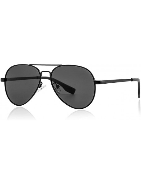 Sport Polarized Small Aviator Sunglasses for Small Face Women Men Juniors - 52mm - A2 Black/Grey - C0192UAL5S0 $12.50