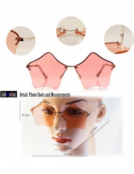 Rimless Star Shape Semi-Rimless Color Tinted Flat Lens Sunglasses A171 - Silver/ Pink Yellow - C318D90ACZU $15.95