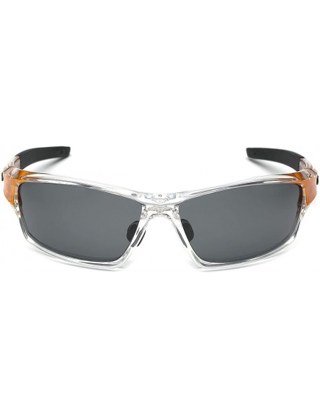 Sport Polarized Wrap Around Fishing Driving Cycling Golf Sunglasses - Clear - Gold - CK18G9I9D53 $10.66