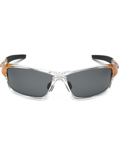 Sport Polarized Wrap Around Fishing Driving Cycling Golf Sunglasses - Clear - Gold - CK18G9I9D53 $10.66