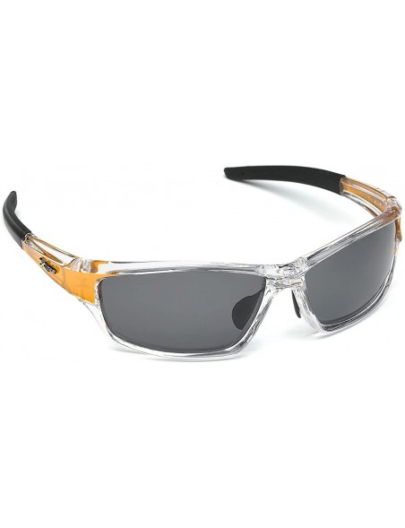 Sport Polarized Wrap Around Fishing Driving Cycling Golf Sunglasses - Clear - Gold - CK18G9I9D53 $10.66