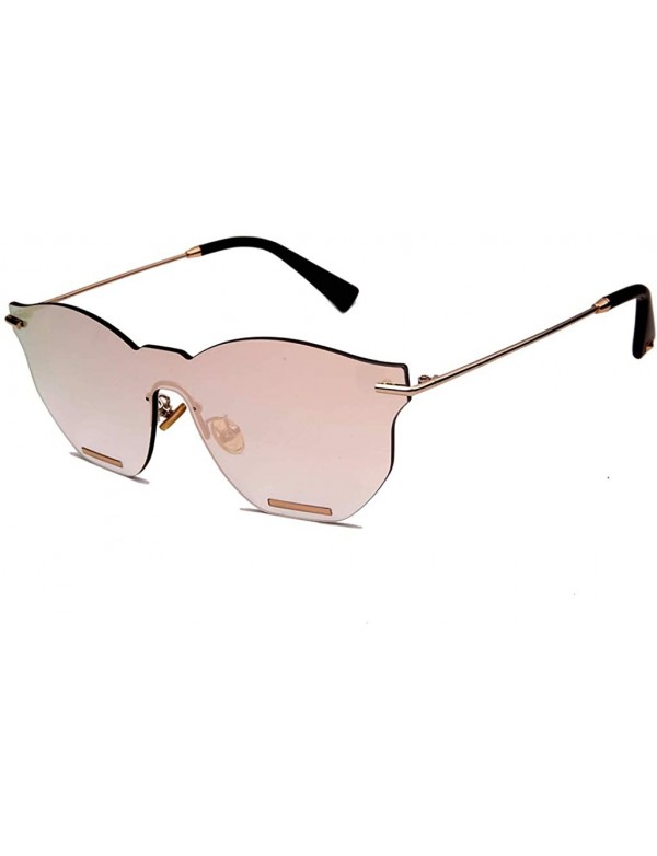 Rimless Oversized Sunglasses for Women - Driving Sunglasses with Rimless Design Personality - Pink - CB18WU8GXRO $14.68