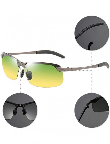 Goggle Men/Women Polarised Sports Sunglasses Semi-rimless VU400 Sunglasses - Grey - Day & Night Wear - CO18RMCRADE $10.29