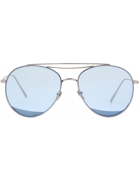 Aviator Classic Metal Frame Flat Lens Aviator Sunglasses LS5091Z - Blue - CU17AAQ4AN4 $16.24