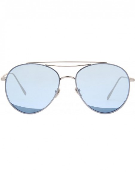 Aviator Classic Metal Frame Flat Lens Aviator Sunglasses LS5091Z - Blue - CU17AAQ4AN4 $16.24