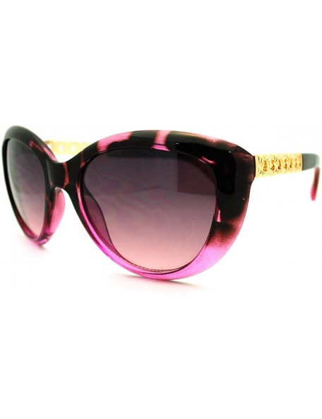 Cat Eye Women's Fashion Metal Chain Temple Cat Eye Sunglasses - Purple - C911G5J2P41 $11.11