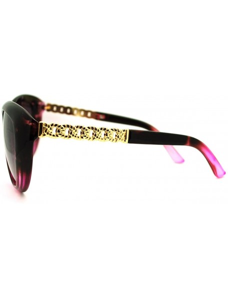 Cat Eye Women's Fashion Metal Chain Temple Cat Eye Sunglasses - Purple - C911G5J2P41 $11.11