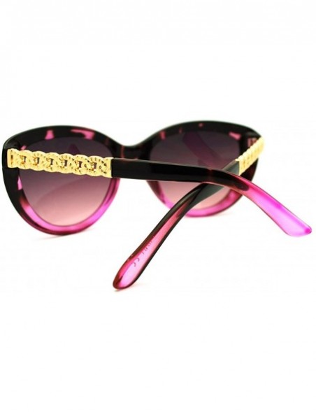 Cat Eye Women's Fashion Metal Chain Temple Cat Eye Sunglasses - Purple - C911G5J2P41 $11.11