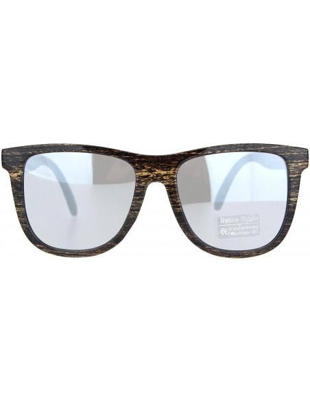 Oversized Mens Wood Grain Oversize Horn Rim Color Mirror Sunglasses - Dark Wood Silver Mirror - CE18O3LHNTA $8.77