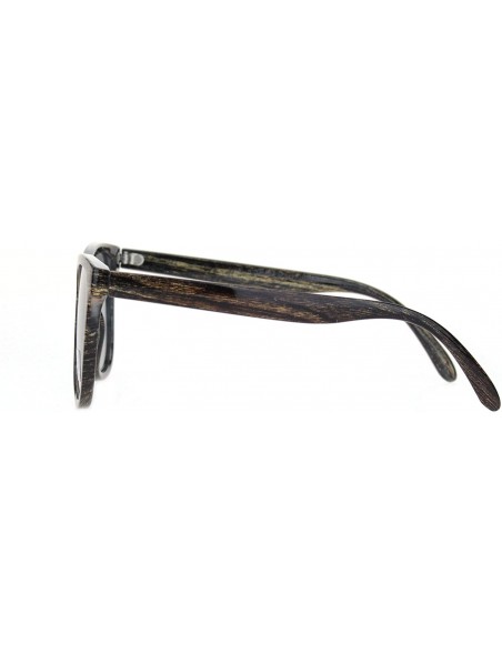 Oversized Mens Wood Grain Oversize Horn Rim Color Mirror Sunglasses - Dark Wood Silver Mirror - CE18O3LHNTA $8.77