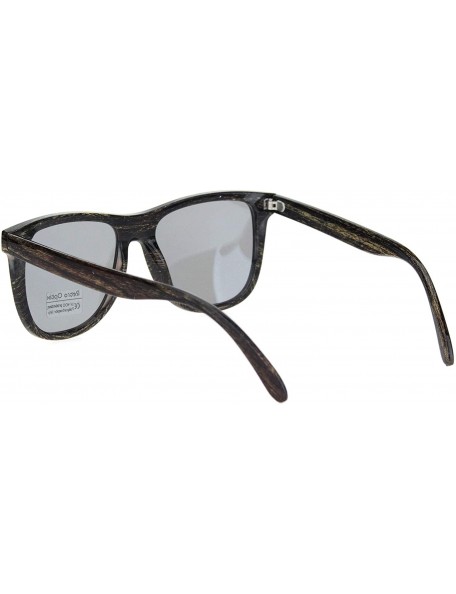 Oversized Mens Wood Grain Oversize Horn Rim Color Mirror Sunglasses - Dark Wood Silver Mirror - CE18O3LHNTA $8.77