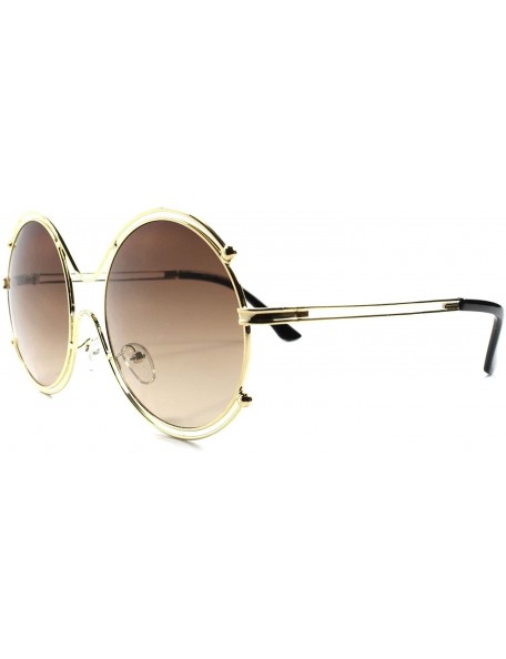 Oversized Elegant Celebrity Fashion Frame Womens Designer Oversized Round Sunglasses - Gold - CJ1892E7763 $12.09