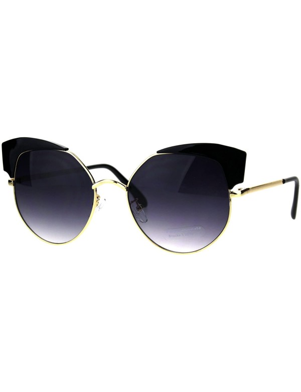 Cat Eye Womens Horned Oversize Metal Rim Cat Eye Diva Sunglasses - Black Smoke - CS186399S2E $13.86