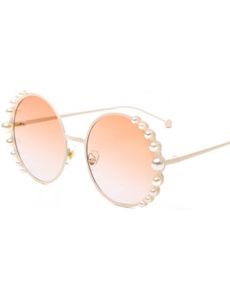 Sport Round Frame Pearl Sunglasses Fashion Lady Sunglasses Metal Glasses - 8 - CQ190S3N58R $30.18