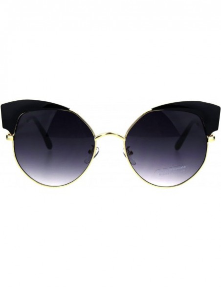 Cat Eye Womens Horned Oversize Metal Rim Cat Eye Diva Sunglasses - Black Smoke - CS186399S2E $13.86