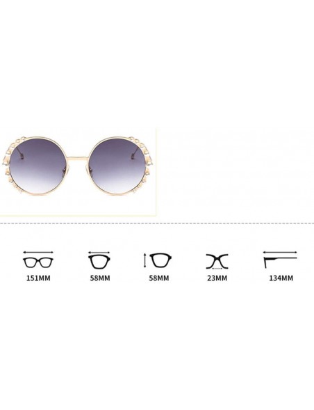 Sport Round Frame Pearl Sunglasses Fashion Lady Sunglasses Metal Glasses - 8 - CQ190S3N58R $30.18
