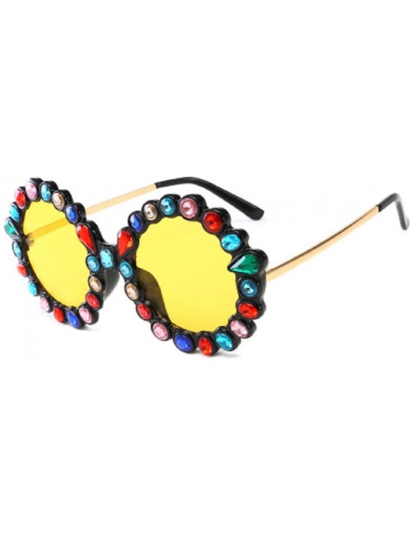 Oval Round Oversized Rhinestone Sunglasses for Women Diamond Shades - D - CX18R5K5EN6 $10.30