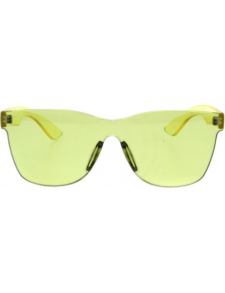 Rimless Solid Flat Panel Rimless Color Horn Rim Hipster Plastic Sunglasses - Olive - C61885KUHUI $9.48